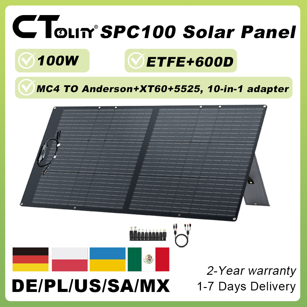 Folding Solar Panel - CTOLITY SPC100W ETFE Foldable Solar Panel