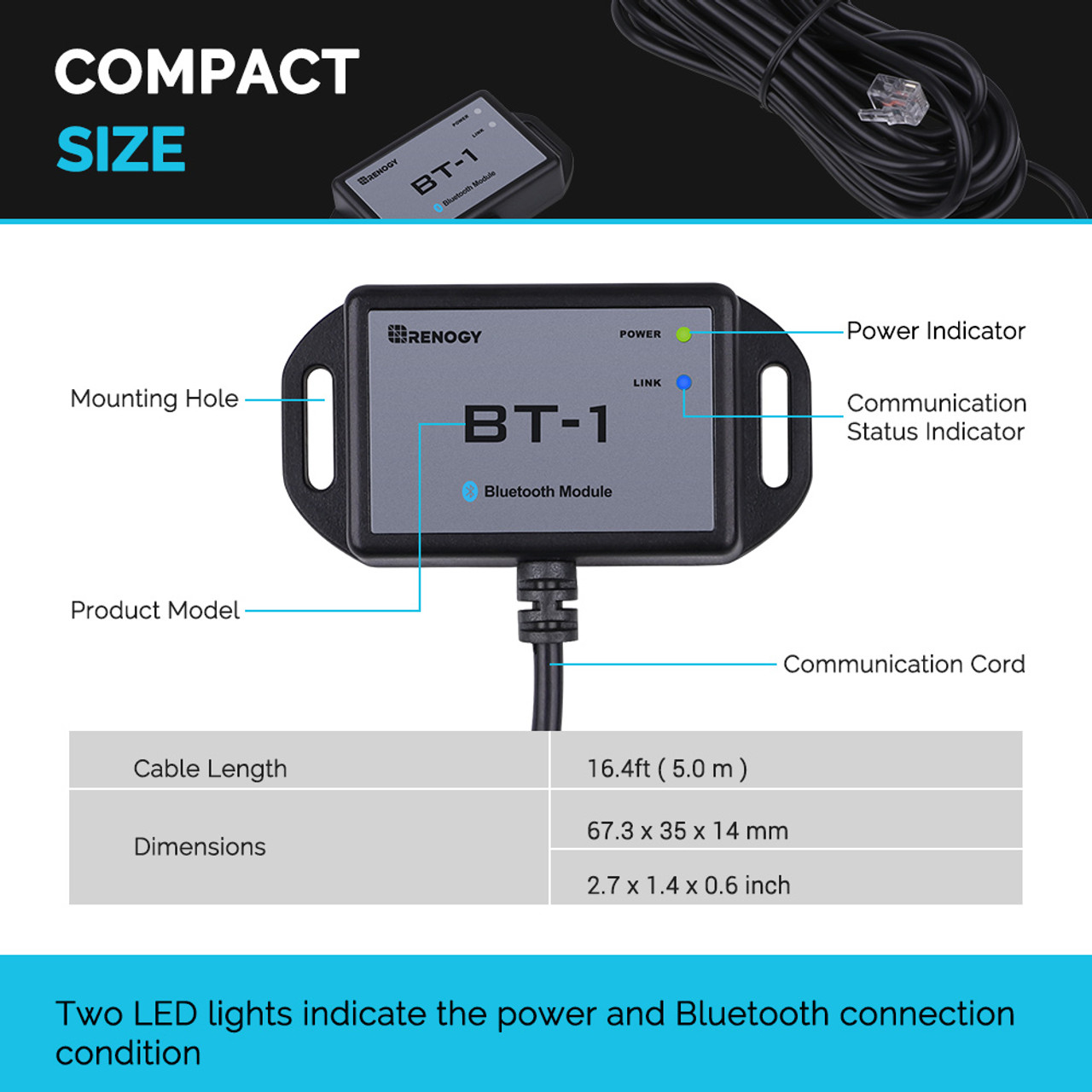 Renogy Controller Rover - Renogy Bluetooth Module RJ12 Communication Port