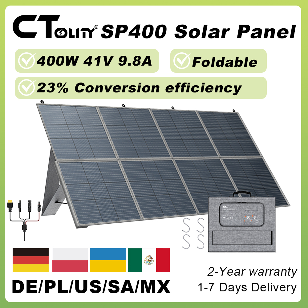 Folding Solar Panel - CTOLITY 400W Foldable Solar Panel 41V