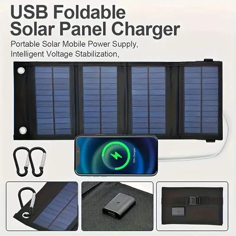 Folding Solar Panel - Portable USB Foldable Solar Panel, Folding
