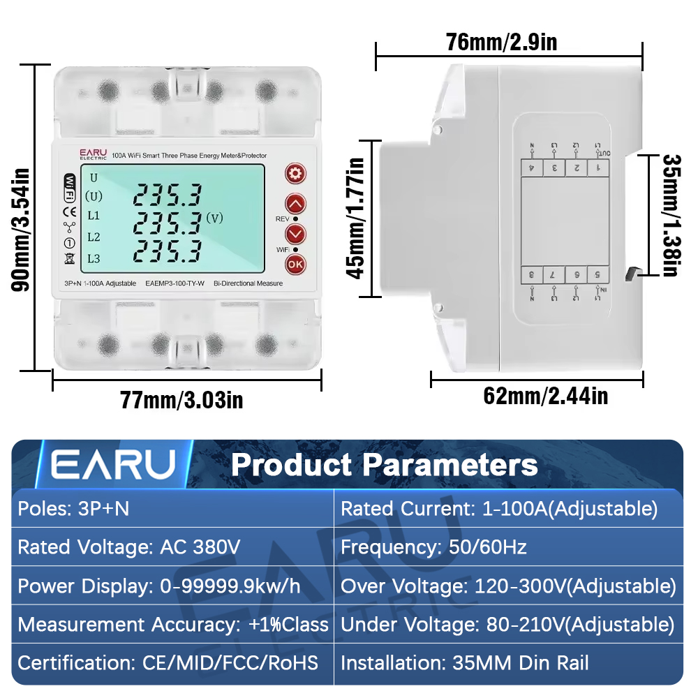 EARU Three Phase Tuya WiFi Sma - Ac Surge Protector recension och pris